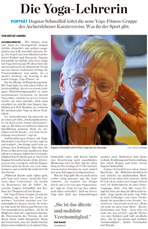 Dagmar Schmalfuß - Yoga Fitness in Aschersleben, ein Interview von der Mitteldeutschen Zeitung am 20. April 2022